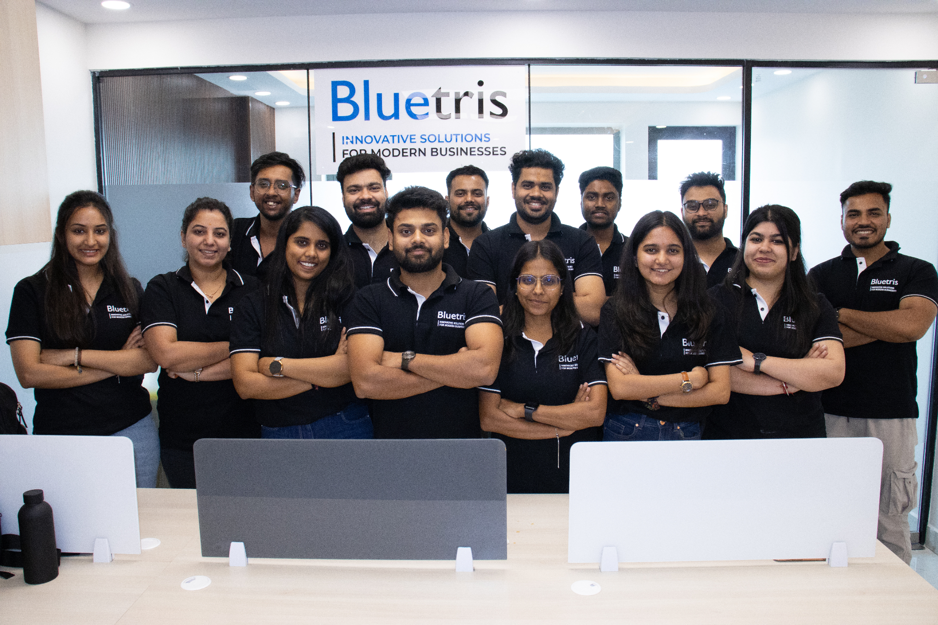 Team in Bluetris uniforms